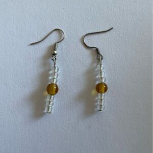 Clear and orange earrings